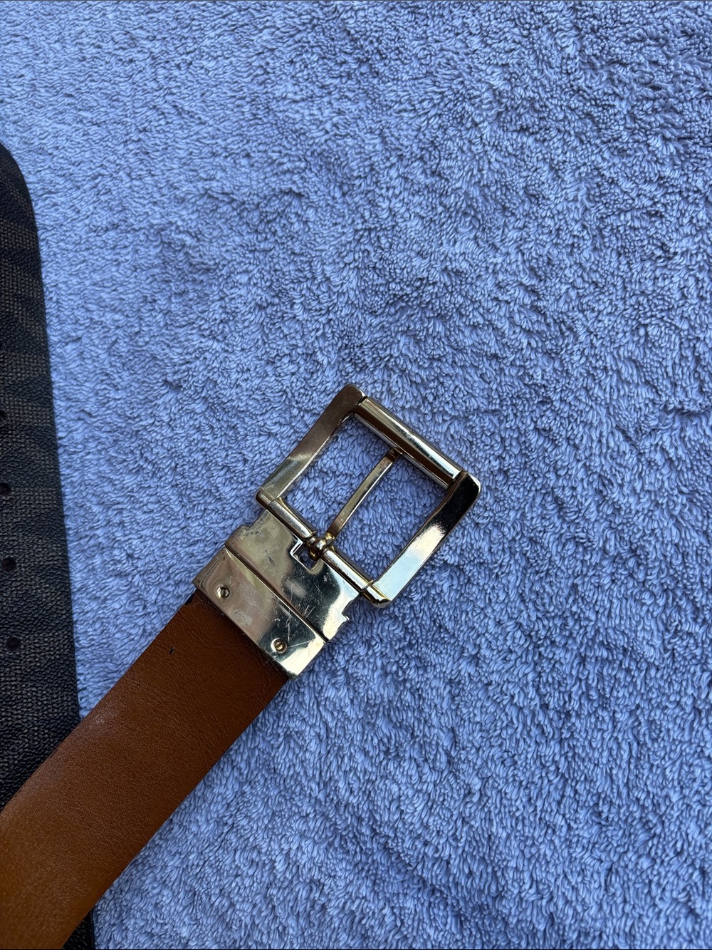 Michael Kors Black Brown Leather Belt with Golden Buckle. 45 Inch - Picture 5 of 12